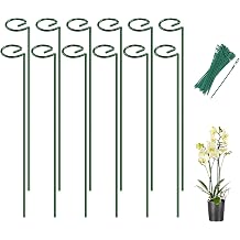 Breeze Touch 12 Pack Plant Stakes, 16 Inch Plant Support Stakes with 15 Twist Ties, Plant Sticks Support, Flower Stakes for Plants Peony, Tomato Seedling, Marigold, Amaryllis, Sapling, Coreopsis