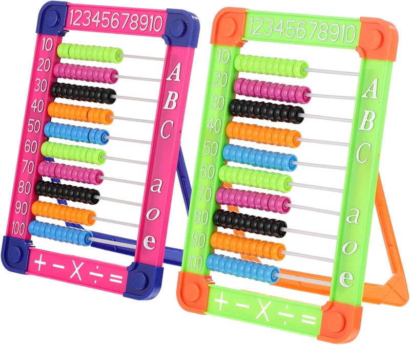 Totority Educational Counting Abacus with Stand for Early Math Skills,2Pcs | Plastic, Built-in Kickstand, Lightweight Frame, Visual Counting Layout, Ideal for Preschool and Home Learning