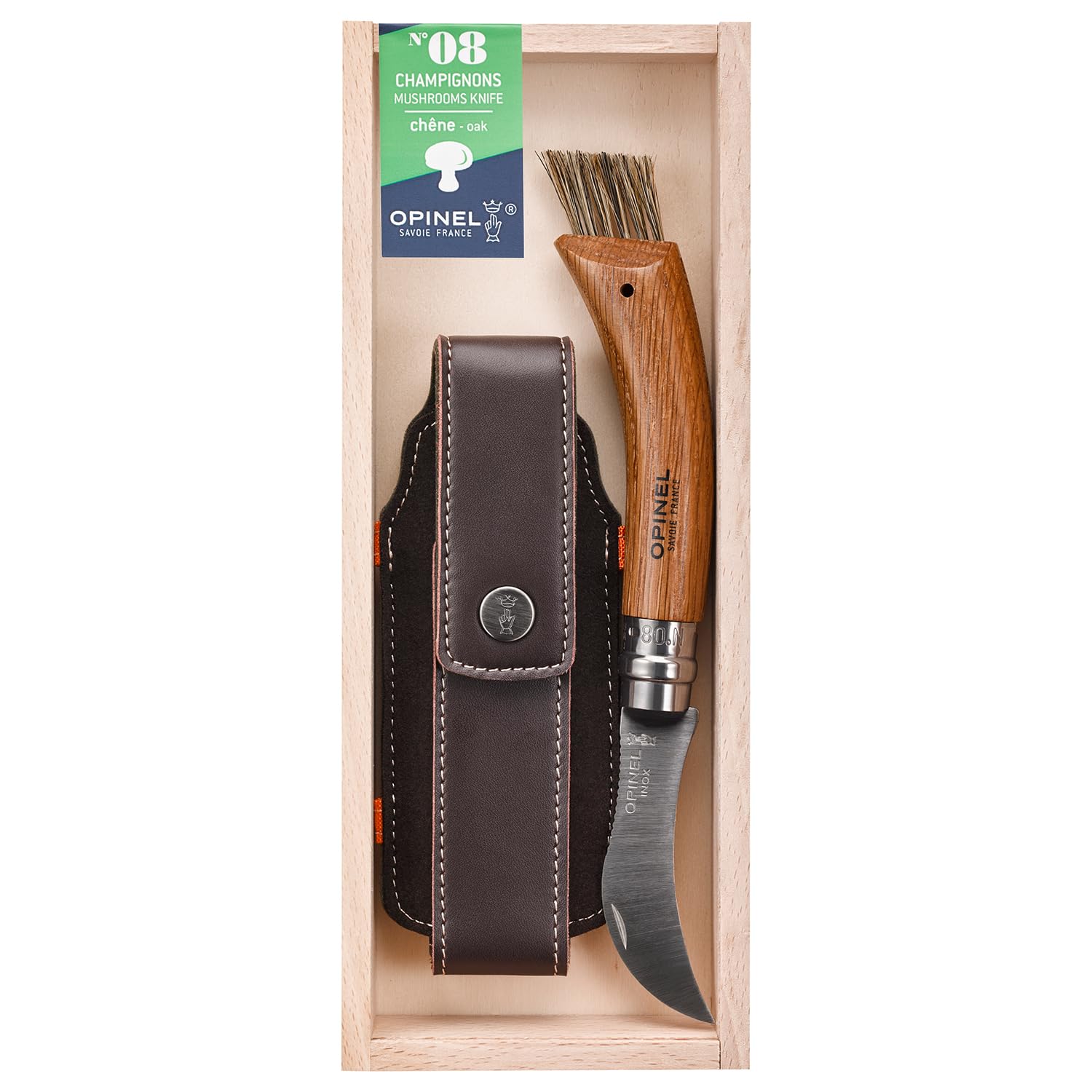 OPINEL No.8 Mushroom Folding Knife Gift Box – Foraging Knife & Sheath in Pencil Box