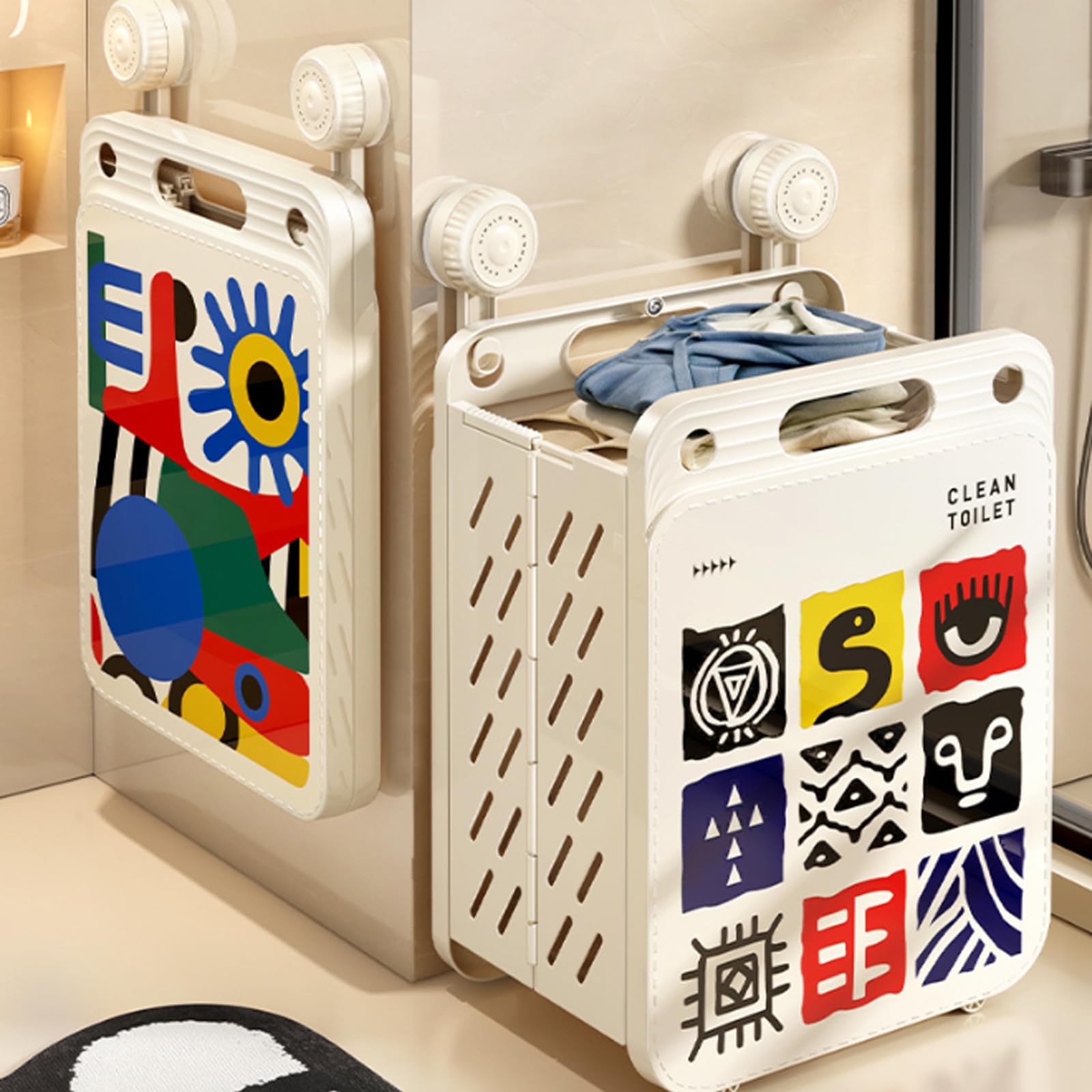Cesto per vestiti sporchi, design rinforzato, supporta carichi pesanti, ideale per l'organizzazione domestica con ruote