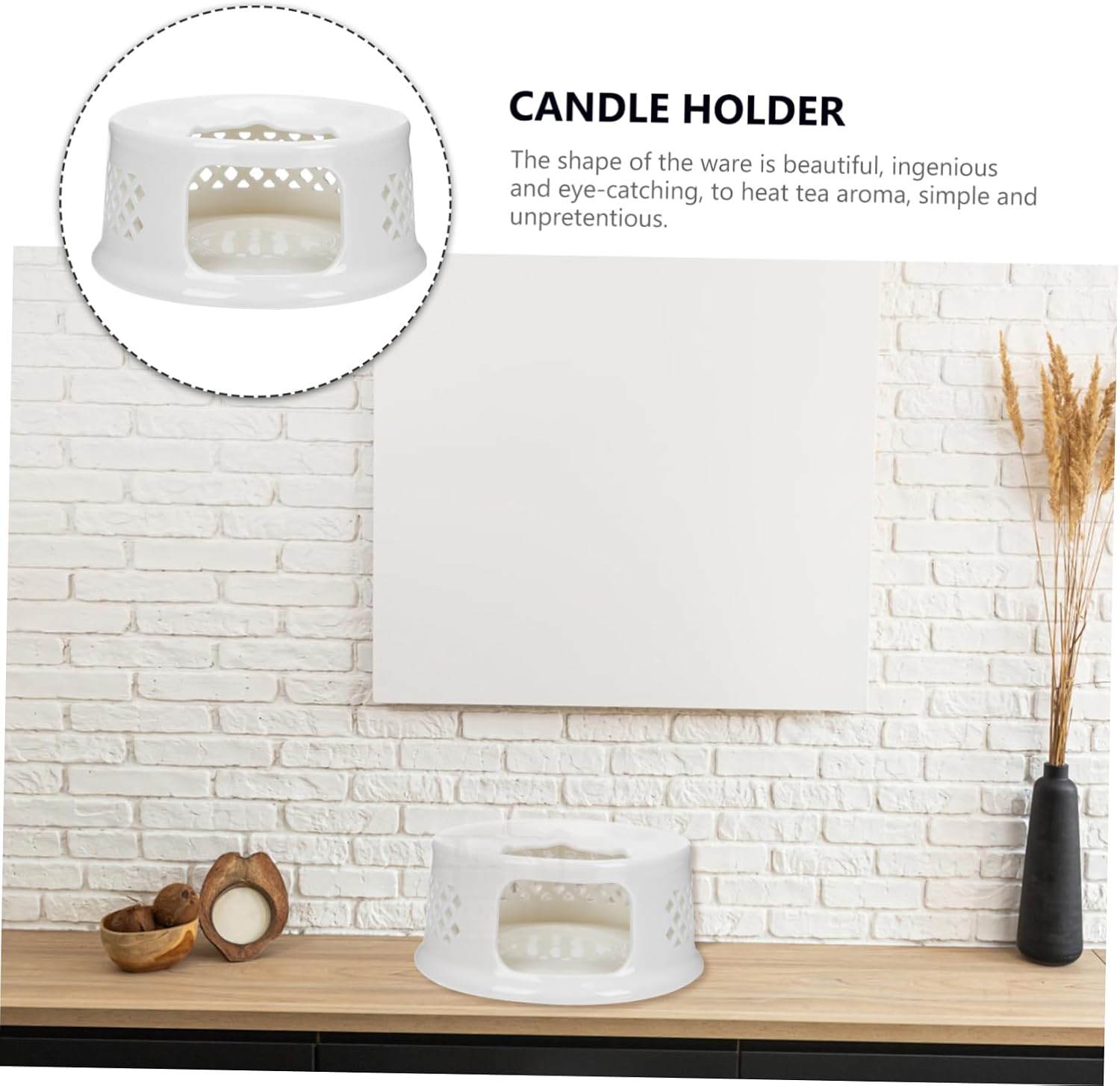 SHOWERORO Ceramic Teapot Warmer Stand Teapot Candle Holder for Home Office Tea Warmer Base