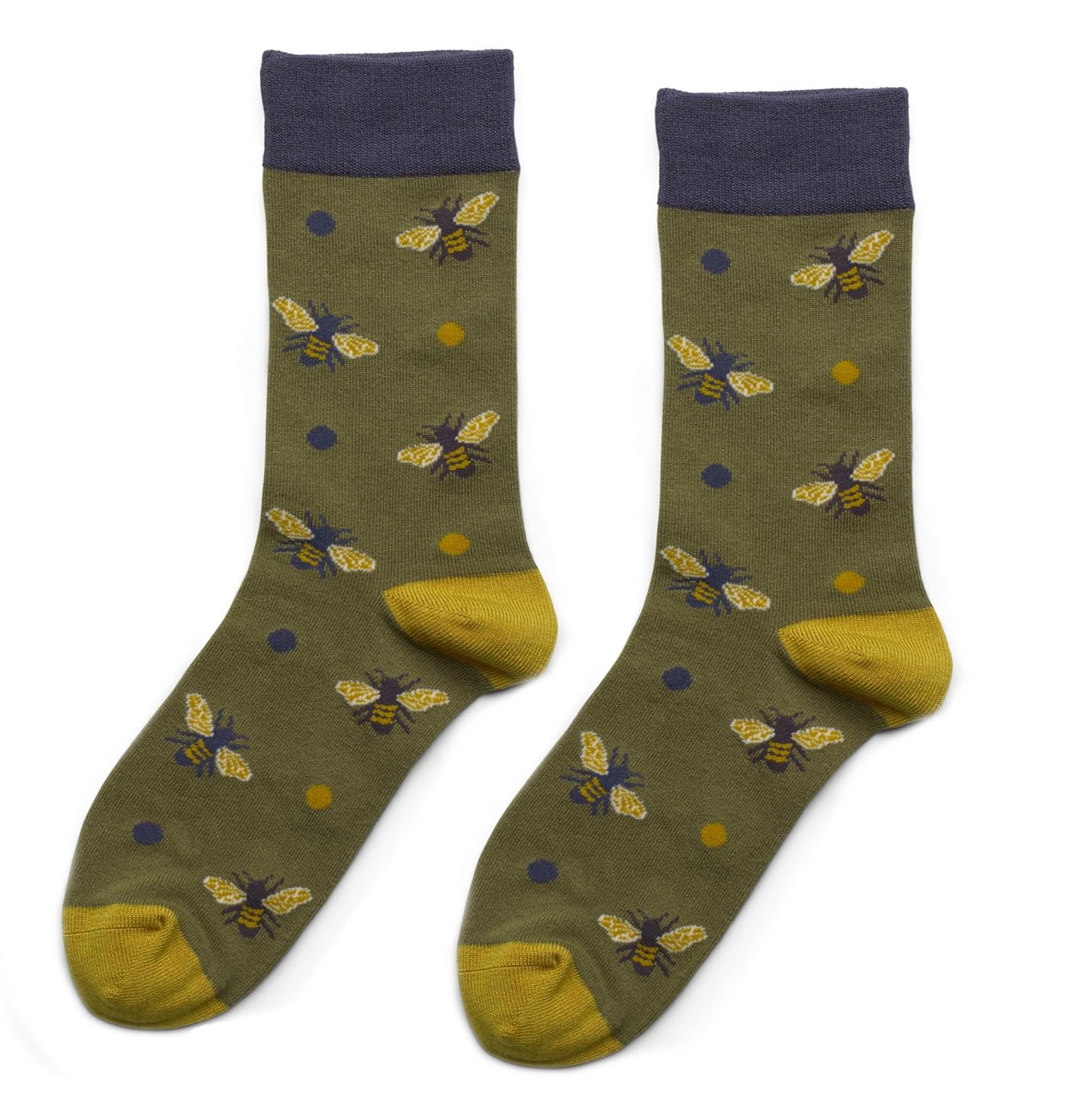 Lilyrosa Men's Green Quintessential Bee Socks 8-11 Bamboo 1 Pair New With Tags (Green)