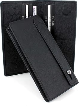 LEATHER,SE club 1993 Mens Long Wallet Card Holder Genuine Crazy Leather Phone Split Card Holder Wallet BLACK