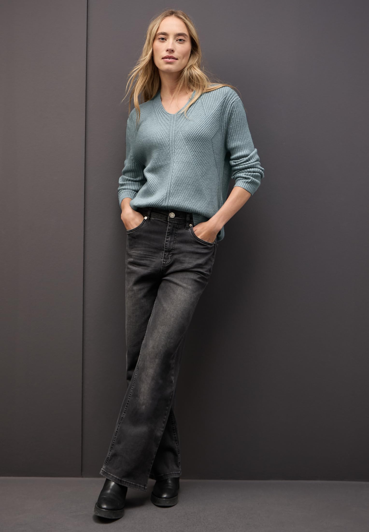 Street One Damen V-Neck Strukturpullover