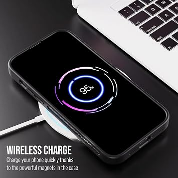 Case for iPhone from Babylon Camera Protected Matte Transparent Color Stand Case with Magsafe Wireless Charging Feature (Lens Gift) (Black, iPhone 15)