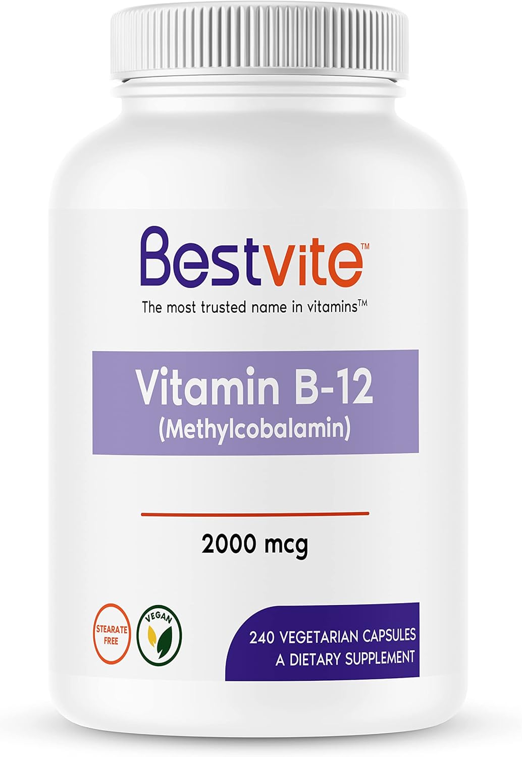 BESTVITE Vitamin B12 (Methylcobalamin) 2000mcg (240 Vegetarian Capsules