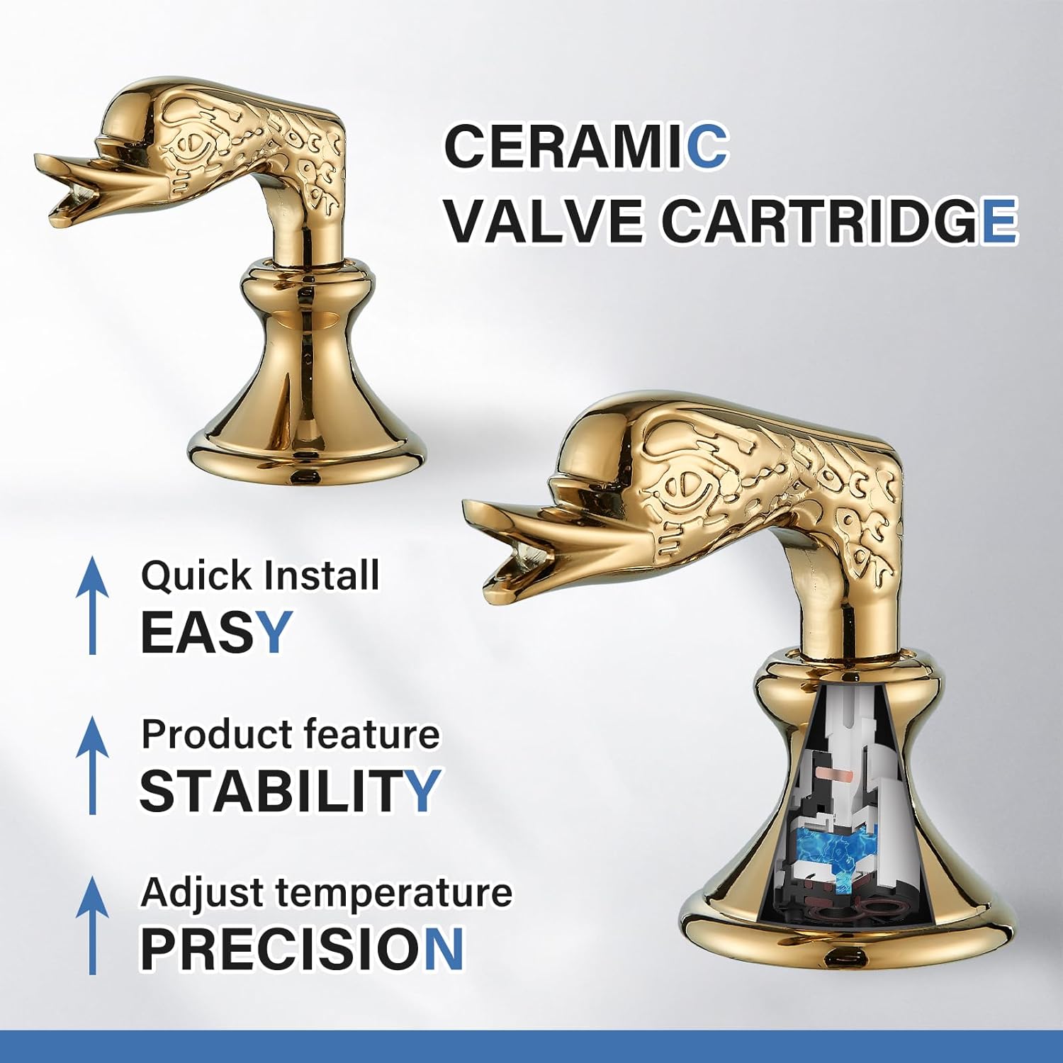 Luxurious Gold Swan Vessel Sink Faucet with Dual Handles