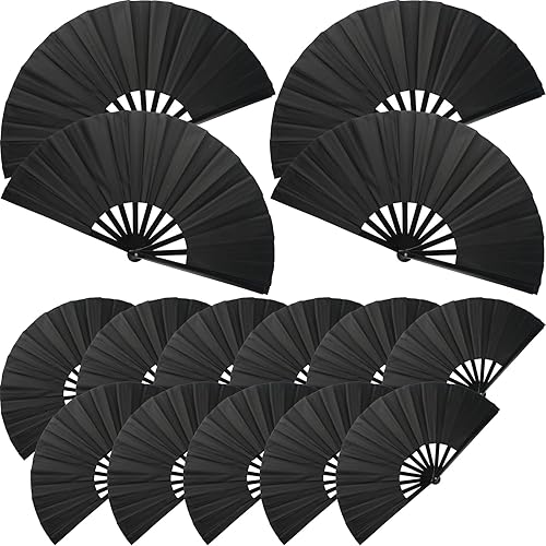 Yulejo Ventilador de mano grande plegable de 15 piezas, ventilador de mano chino, japonés, Kung Fu, ventilador de mano plegable para baile y