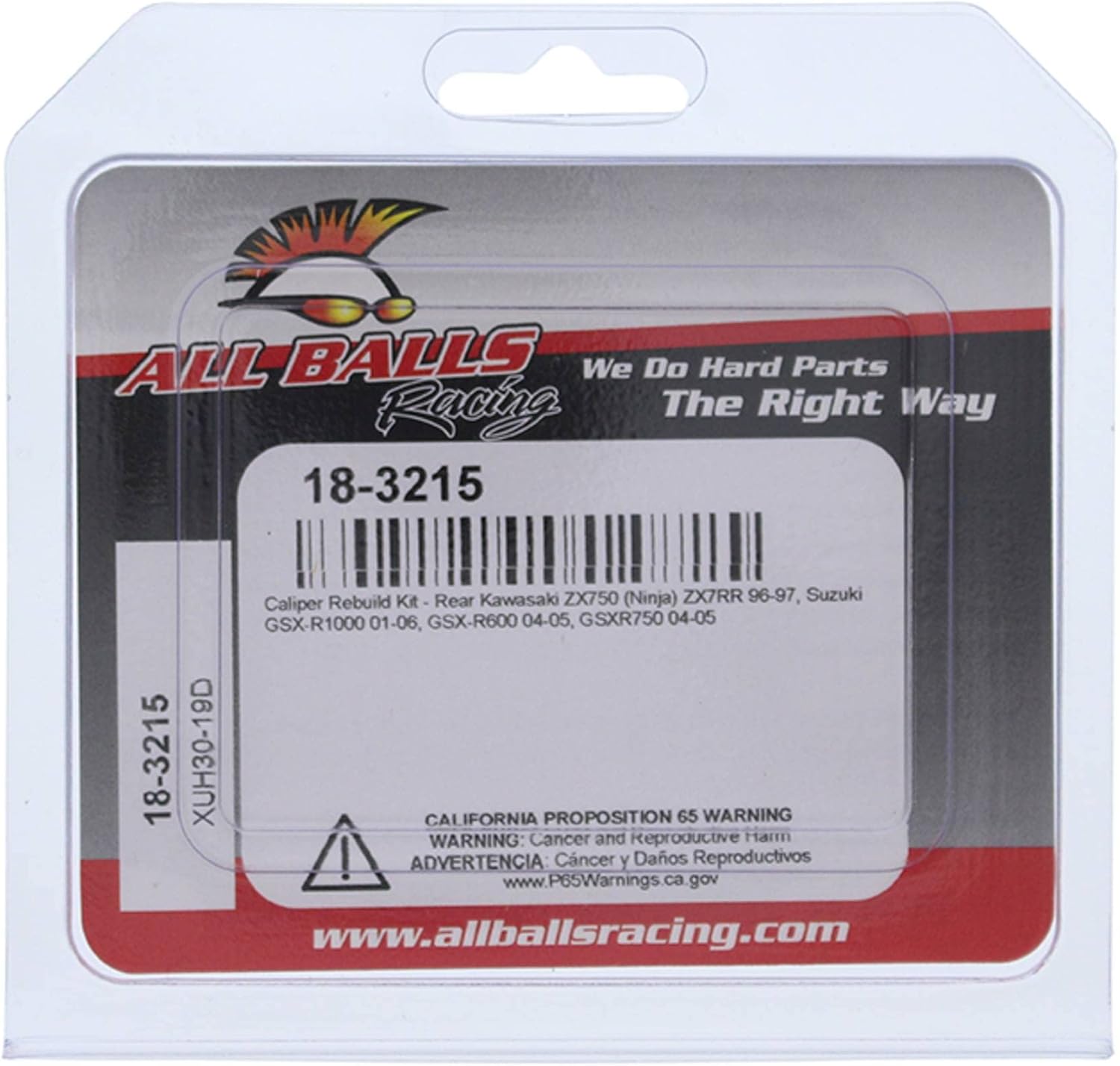 All Balls Racing 18-3215 Caliper Rebuild Kit Rear Compatible with/Replacement For Kawasaki ZX 7 RR Ninja (ZX 750N) 1996-1997, Suzuki GSX-R1000 2001-2006, GSX-R600 2004-2005, GSXR750 2004-2005