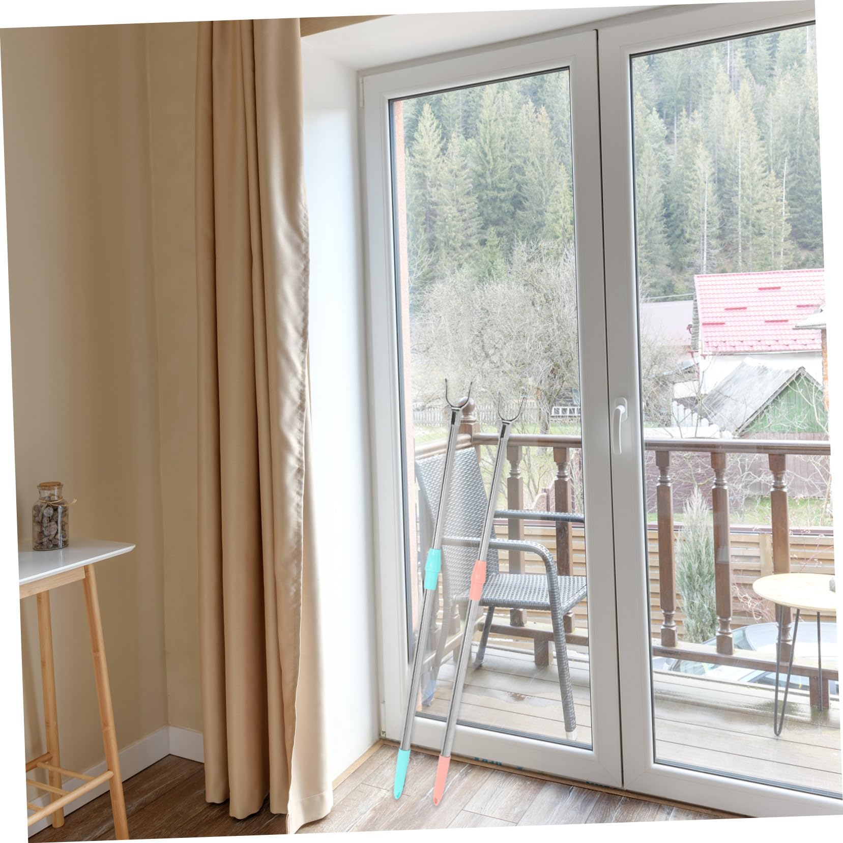 IMIKEYA 2 Stück Verstellbare Teleskop Reichstangen aus Aluminium und Edelstahl Einziehbare Wäscheleinenstange mit Verstellbarer Länge für Haushalt zur Platzsparenden Aufbewahrung