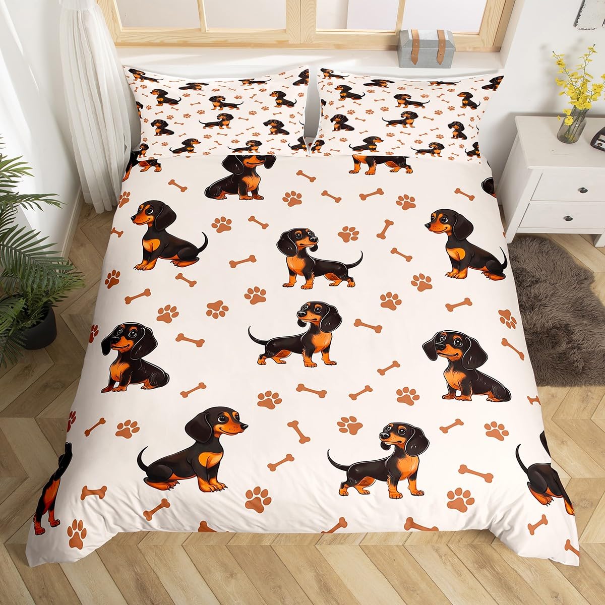 Housse de couette pattes de chien pour lit King de fille ou garçon
