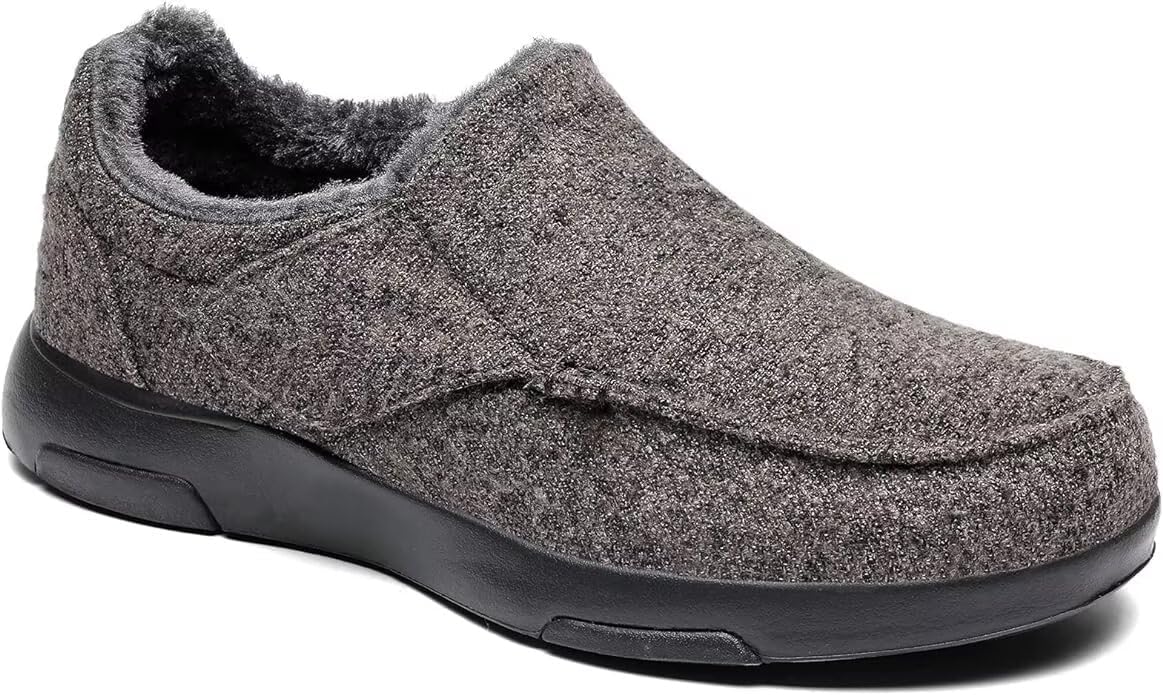 Mens Slippers with Arch Support,Plantar Fasciitis Orthopedic House Shoes，Slip On Moccasin Slippers for Indoor Outdoor
