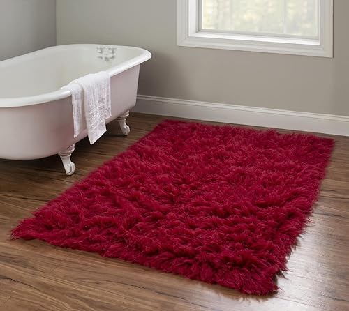 Miniatura 2 de Linon Alfombra de lana roja retro de 49.38 oz, 3 pies 6 pulgadas x 5 pies 6 pulgadas, 4 x 6 pies