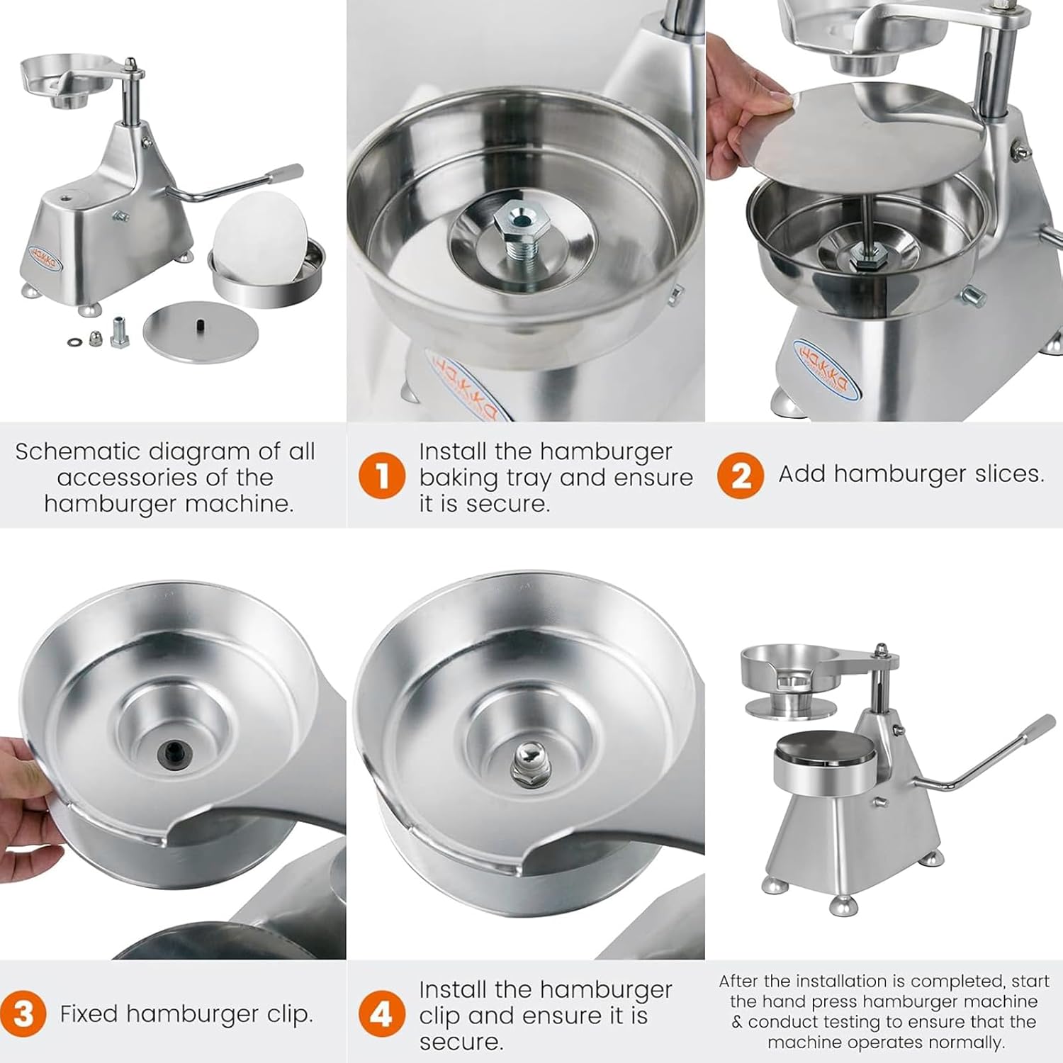 Hakka Commercial Hamburger Press Patty Maker, Stainless Steel Heavy Duty Grill Burger Press Patty Meat Tool, with Three Convertible Molds and 1200 Pcs Patty Papers, 100mm/130mm/150mm