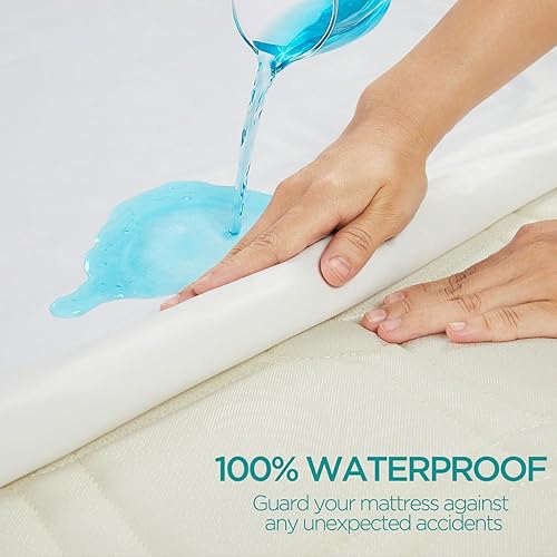Miniatura 2 de Protector de colchón 100% impermeable, tamaño Queen, sábana bajera con bolsillos profundos de hasta 18 pulgadas, material suave transpirable sin