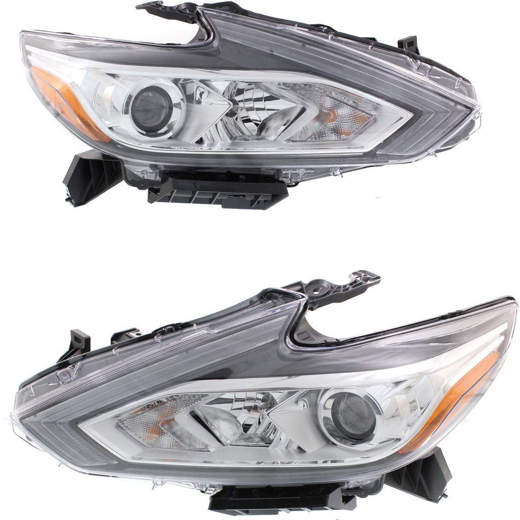 For 2016 Nissan Altima Headlight Driver and Passenger Side DOT Certified w/Bulbs NI2502247 NI2503247 for Sedan; DRL; Chrome Bezel