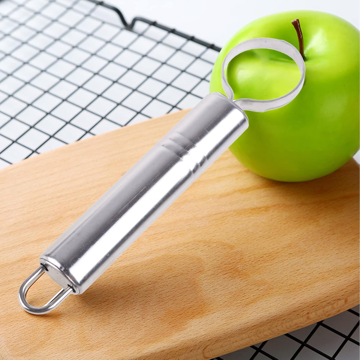 Stainless Steel Fruit Corer Pitter, Ergonomic Handle Pear Apple Corer Tool, Double-Sided Blade for Easy Pitting, with Hole for Hanging Storage, Kitchen Gadget