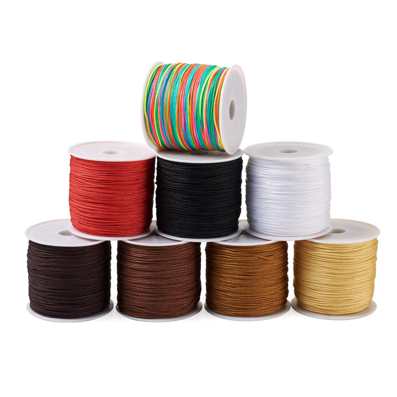 49.21 Yard/Roll Nylon Thread String 0.8mm Nylon String Jewellery Beading Cord Knotting Cord Macrame Thread Cord for Jewellery Making Sewing (8 Colors)