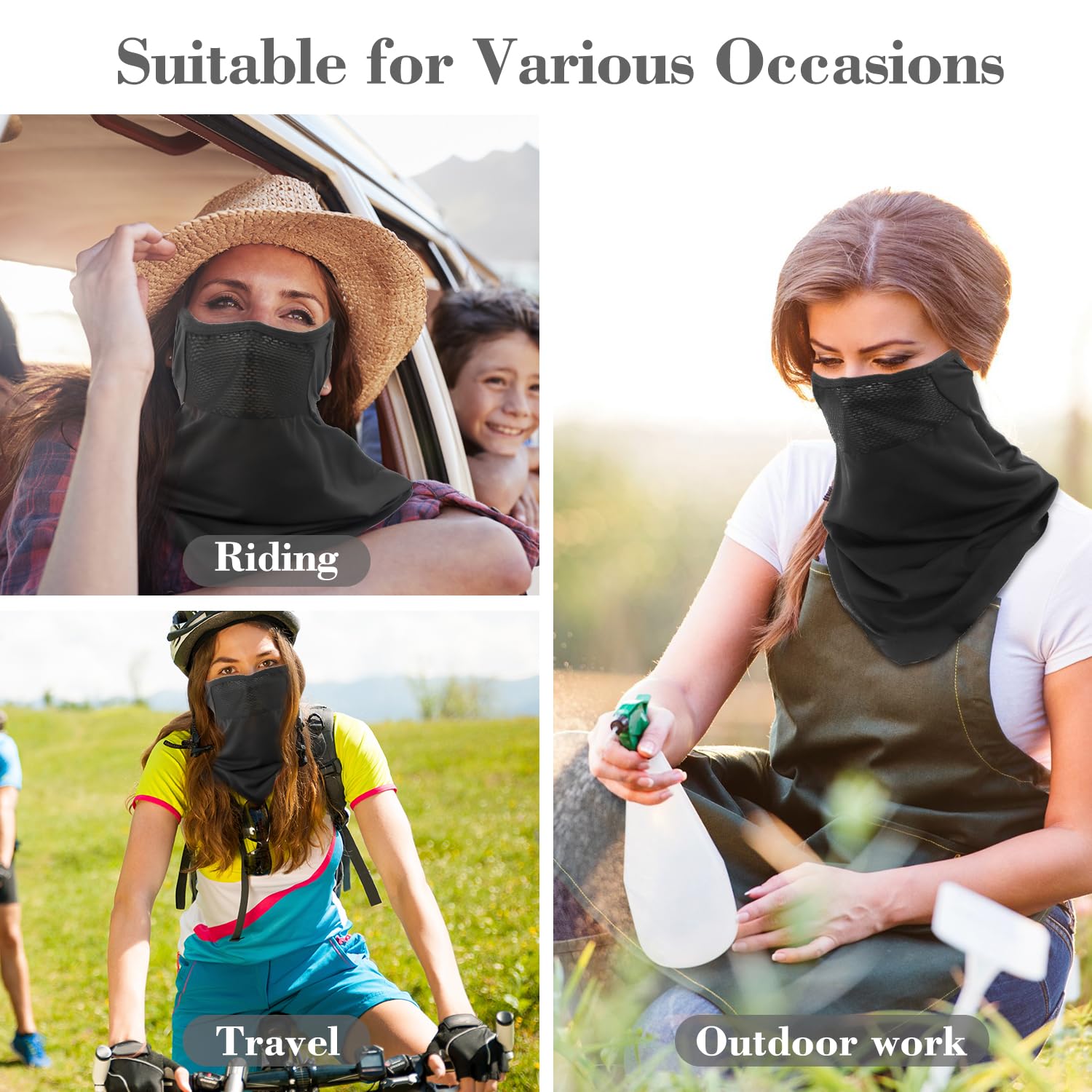 Masque Moto, Bandana Homme, Cagoule Noir, Protection Nez, Vêtements D'Été Pour Le Cou, Bandanas Pour Hommes Et Femmes, Casquette Anti UV Femme