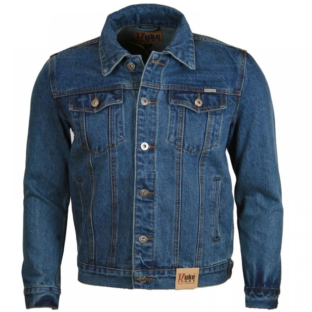 Mens Duke Regular Size Western Denim Trucker Jacket - Stonewash Blue