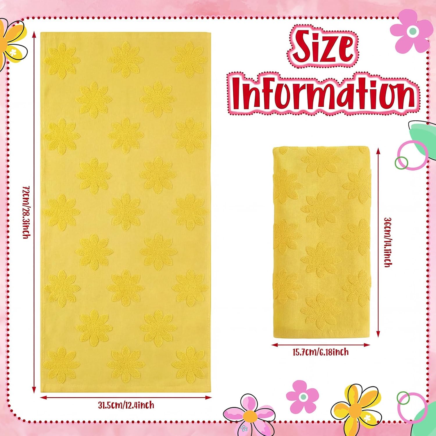 Frienda 6 Pcs Spring Hand Towels for Bathroom 100% Cotton Floral Jacquard Bath Towels Spring Decorative Soft Absorbent Bathroom Decor for Drying Cleaning Cooking Holiday, 12.4 x 28.3''