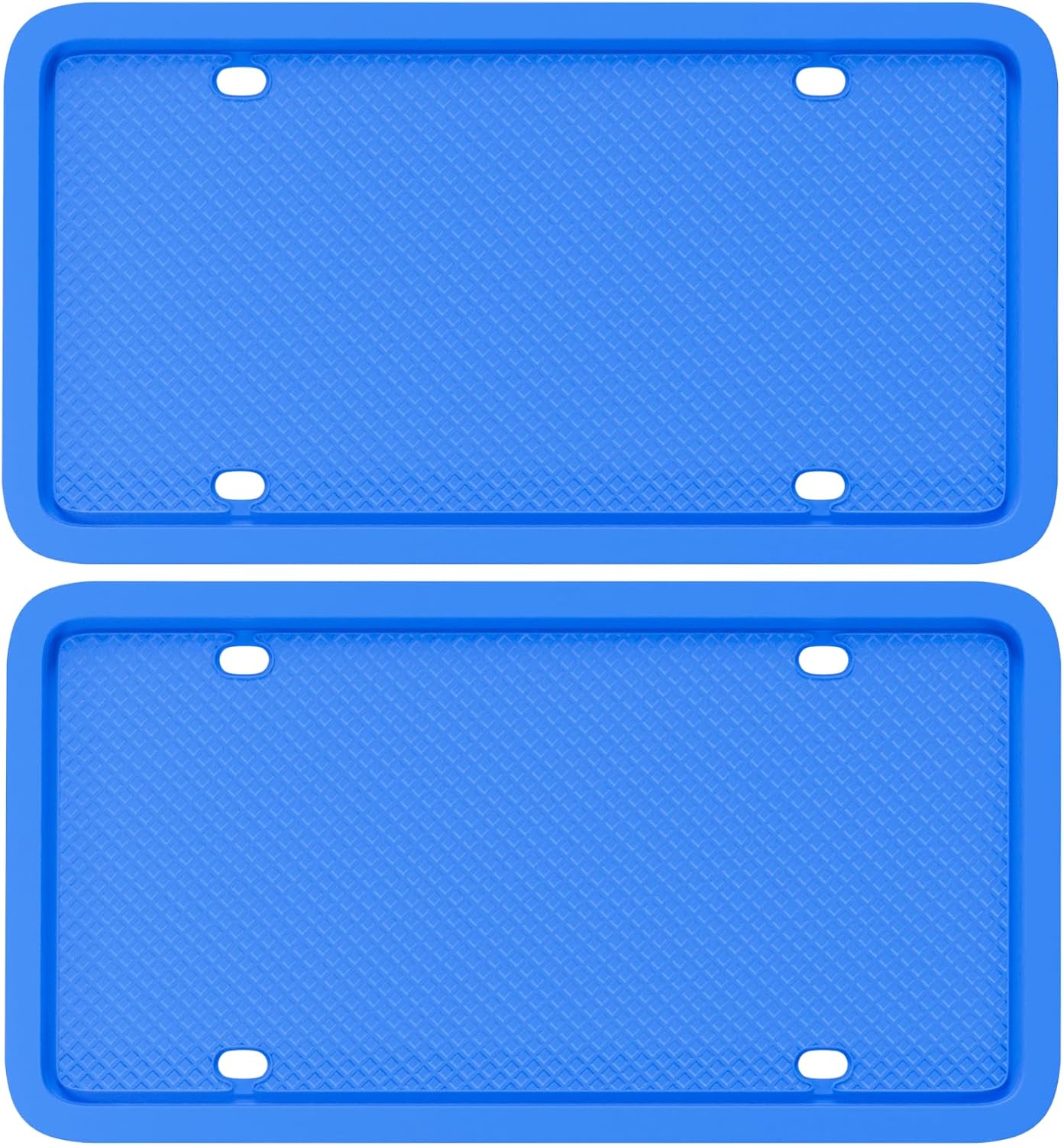 Silicone License Plate Frame, Premium Grade Universal Car Plate Frame, Rust Proof, Rattle Proof, Weather Proof License Plate Holder for US CA Standard (Azure Blue | 2-Pack)