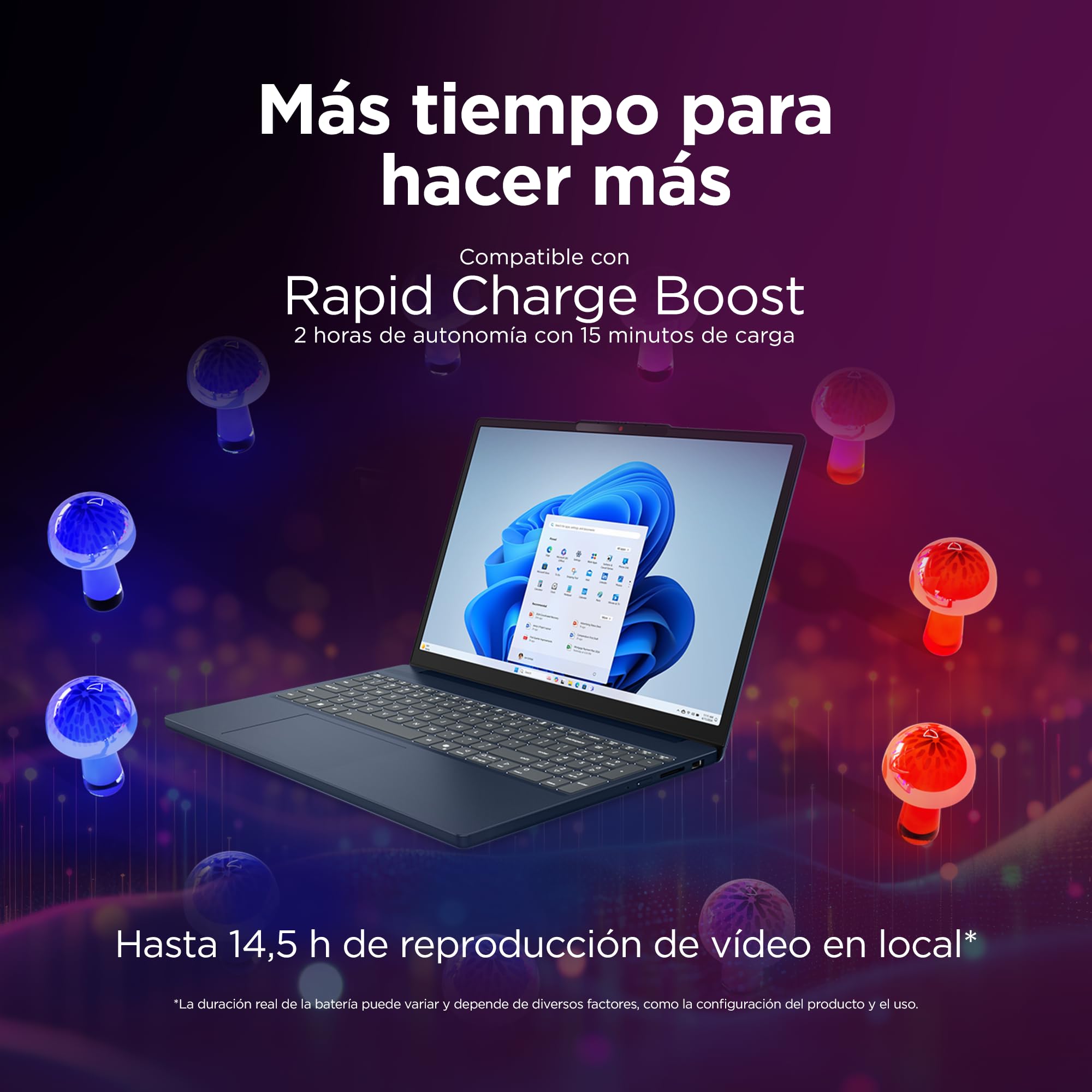 Lenovo IdeaPad Slim 3 Gen 10 – Ordenador Portátil 15.3" WUXGA (Intel Core i5-13420H, 16 GB RAM, 512 GB SSD, Wi-Fi 6, USB-C, Windows 11 Home) Teclado QWERTY Español - Azul Cósmico