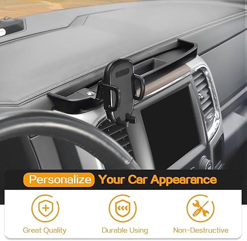 Miniatura 4 de Hoolcar Soporte de teléfono para tablero de montaje múltiple con caja de almacenamiento compatible con Dodge Ram 2012-2017, accesorios interiores