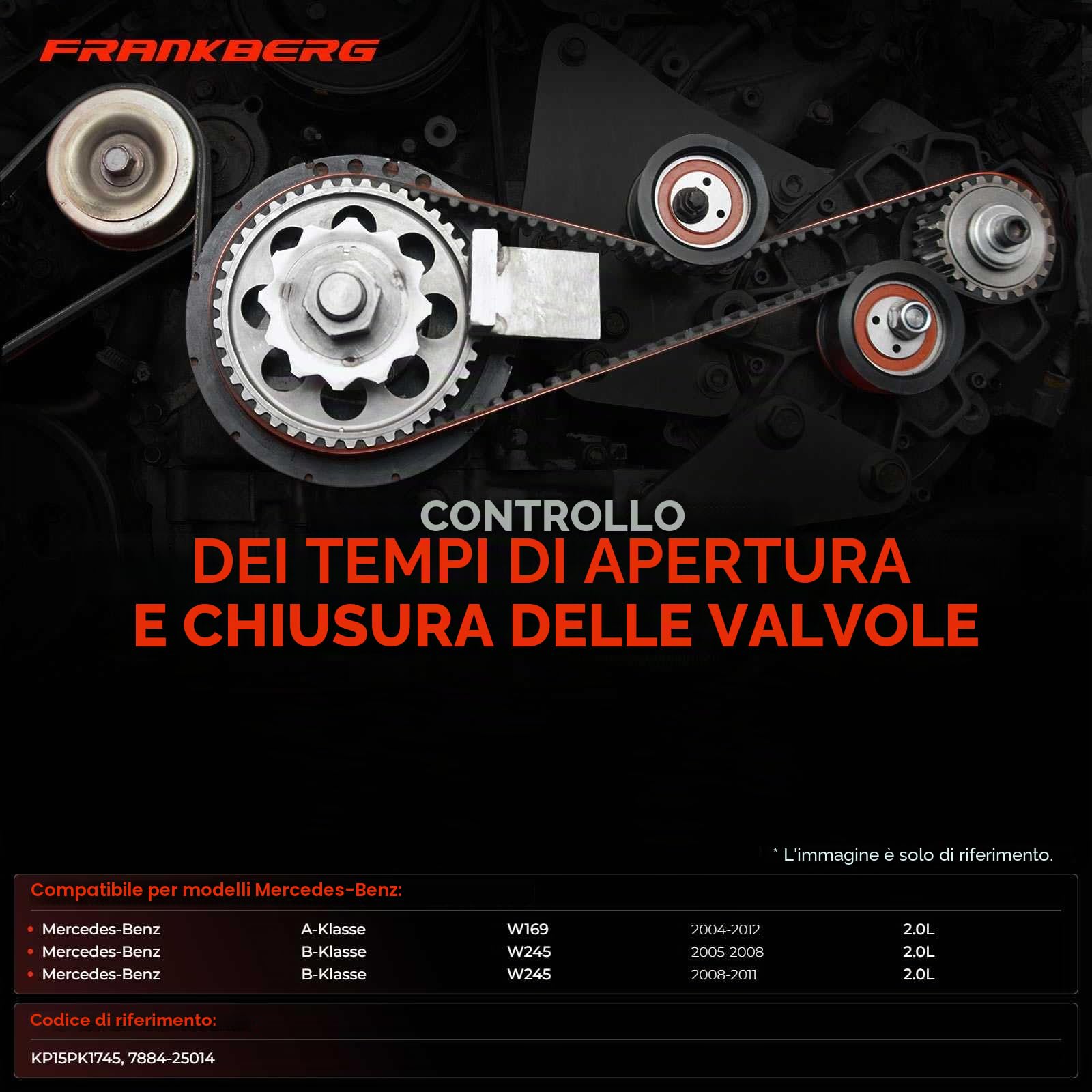 Frankberg Kit cinghia di distribuzione set cinghia di distribuzione | Compatibile con: Classe B W245, Classe A W169