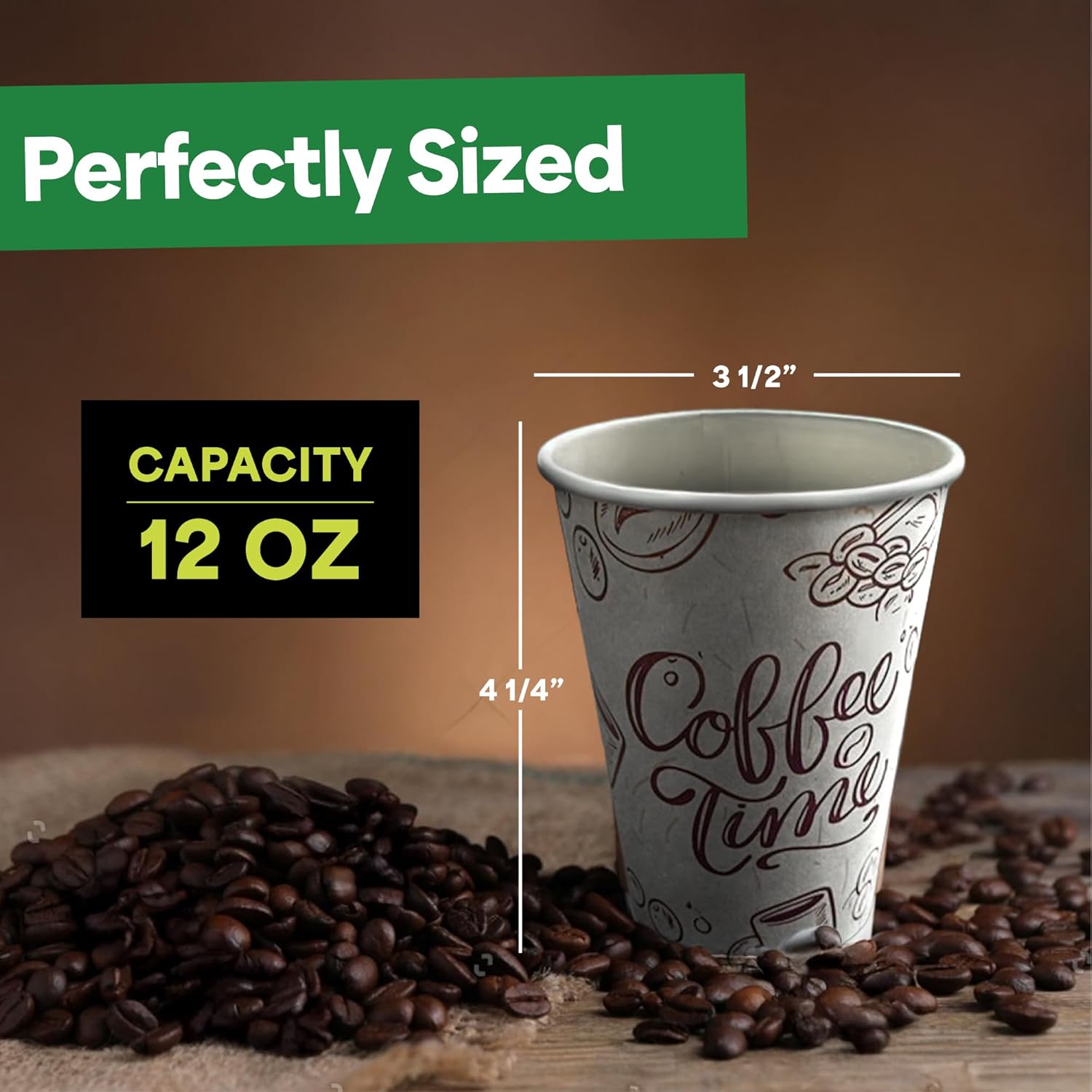 EconoHome 12 oz 1000 Pack Disposable Coffee Paper Cups - Paper Cups for Hot and Cold Drinks, Tea, Water, and Juice - Image 3