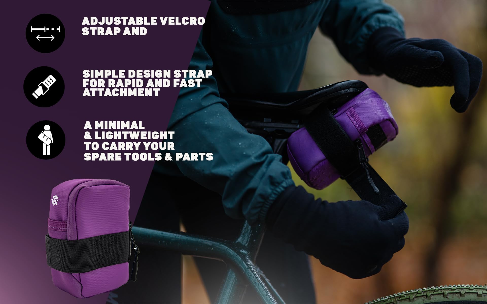 Lumiere & Co. Medium Bike Saddle Bag - 0.5L, Purple - Image 3