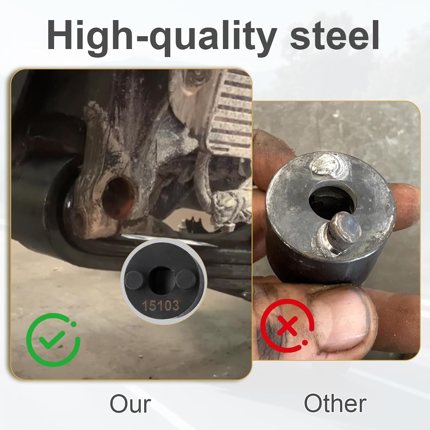 15111 Leaf Spring Pin Socket Set for Class 6-8 Trucks, Fits Freightliner, Peterbilt, Kenworth, International, Mack, Volvo, for Removing/Installing Threaded Spring Shackle Pins with 1/2" Drive