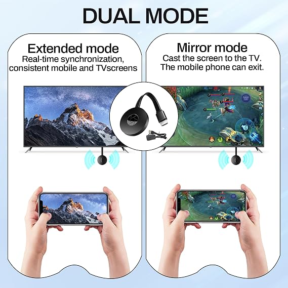 Chromecast, Chromecast Device for TV, WiFi Wireless Display Dongle, Wireless Display Adapter 4K Streaming Dongle for TV, Supports Android/IOS/Windows/Mac/Projector