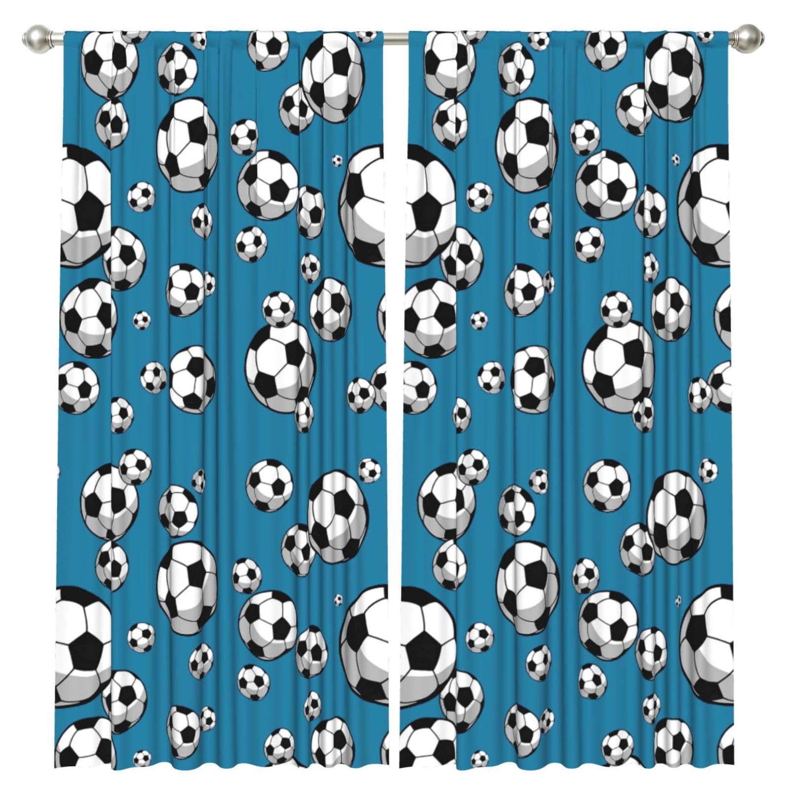 InOmak Soccer Football, 2 Panels Window Curtains 52 x 84 Inch Blackout Curtains for Living Room Bedroom