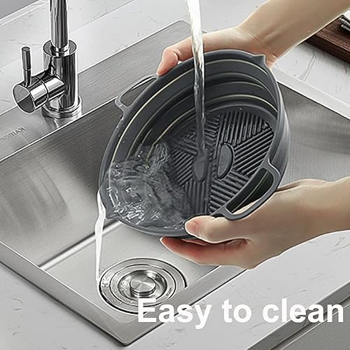 Miniatura 7 de Forros de silicona para freidora de aire rectangular de 8 pulgadas, cesta de silicona plegable y reutilizable para freidora de aire con guantes y