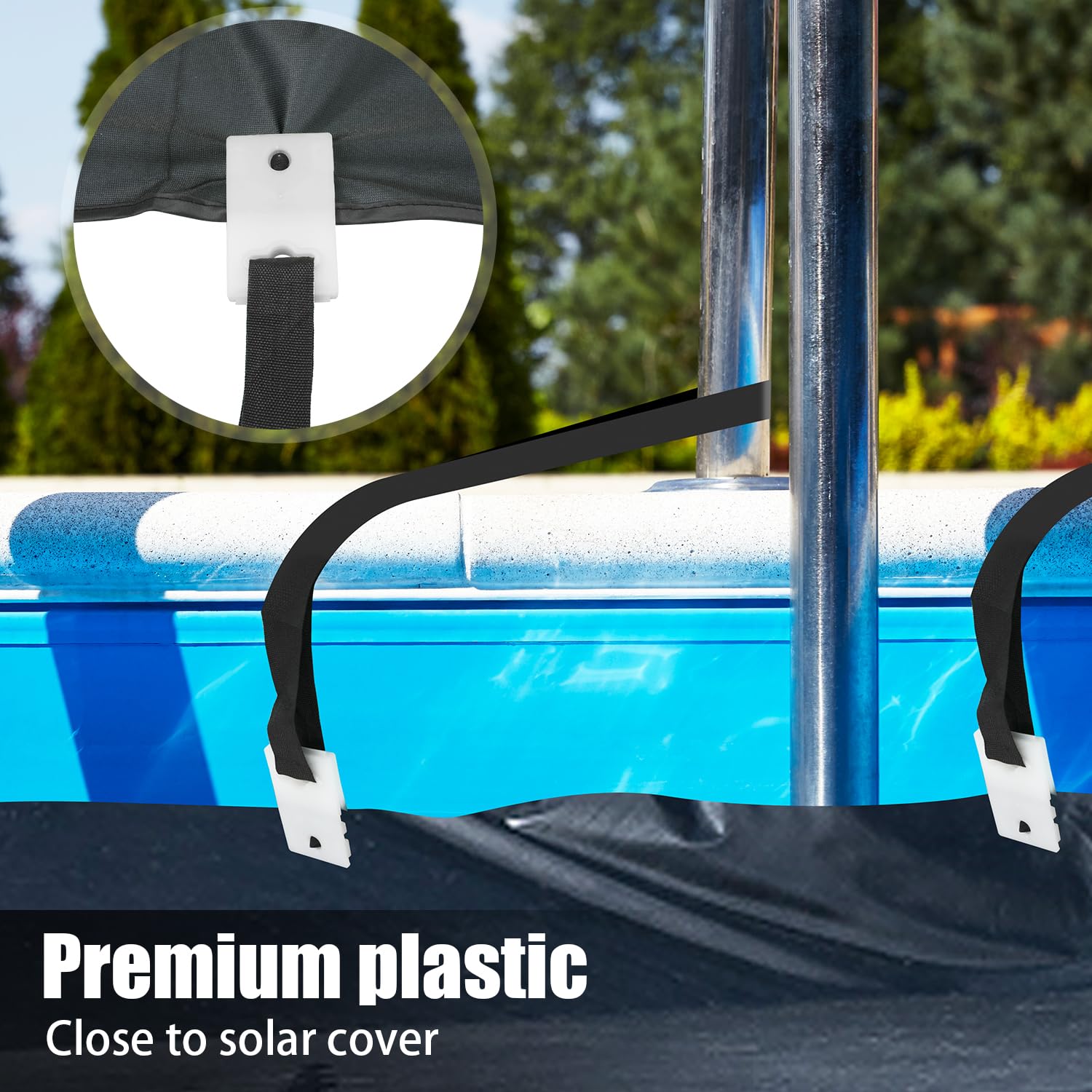 12 Piezas Clips Cubierta Piscina, 70x44,45 mm Clips para Cubierta Solar de Piscina sobre el Suelo Abrazaderas para Carrete de Cubierta de Piscina, Fáciles de Instalar y Desmontar