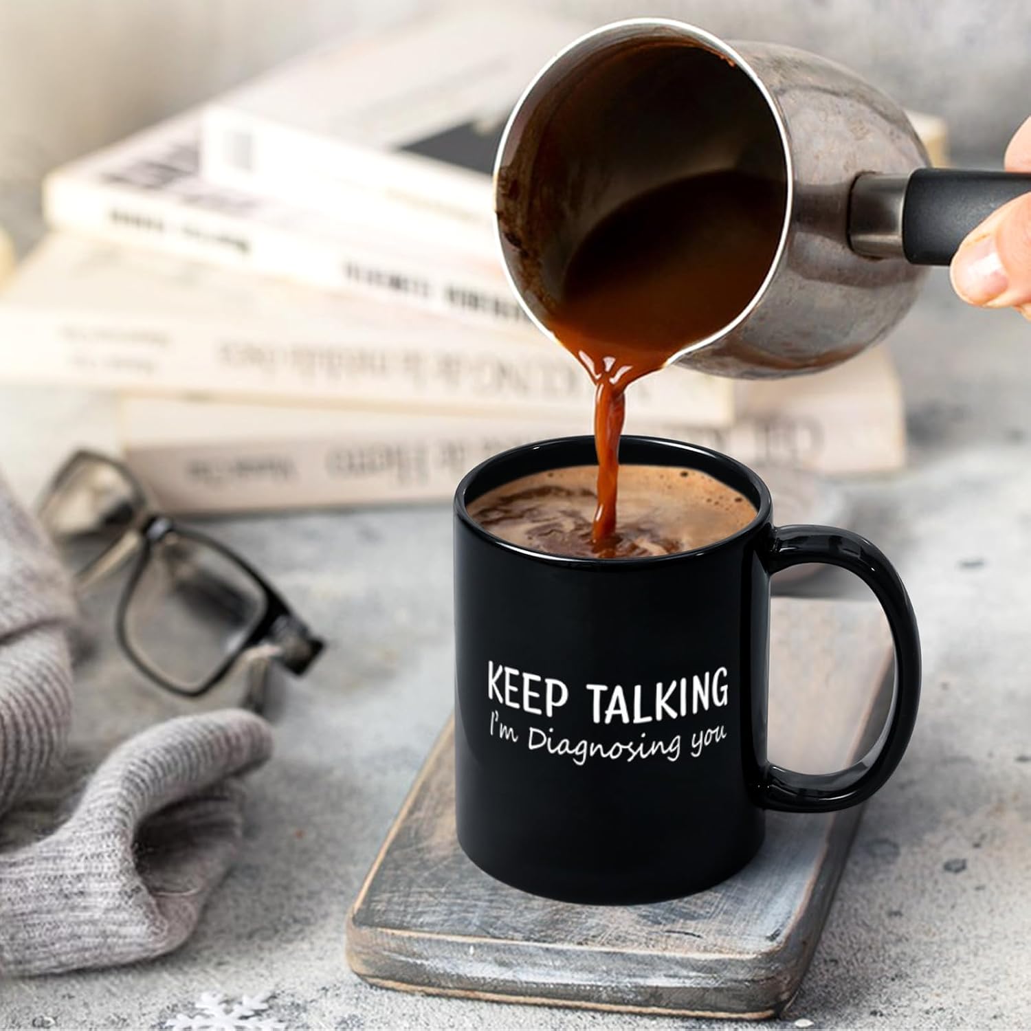 Maustic Psychology Gifts, Therapist Gifts, Keep Talking I'm Diagnosing You Mug, Presents for Social Worker School Counselor Psychologists Psychiatrists Nurse Doctor, 11 Oz Black - Image 4