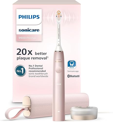 Philips Sonicare 9900 Prestige - Cepillo de dientes eléctrico recargable con SenseIQ rosa HX999013