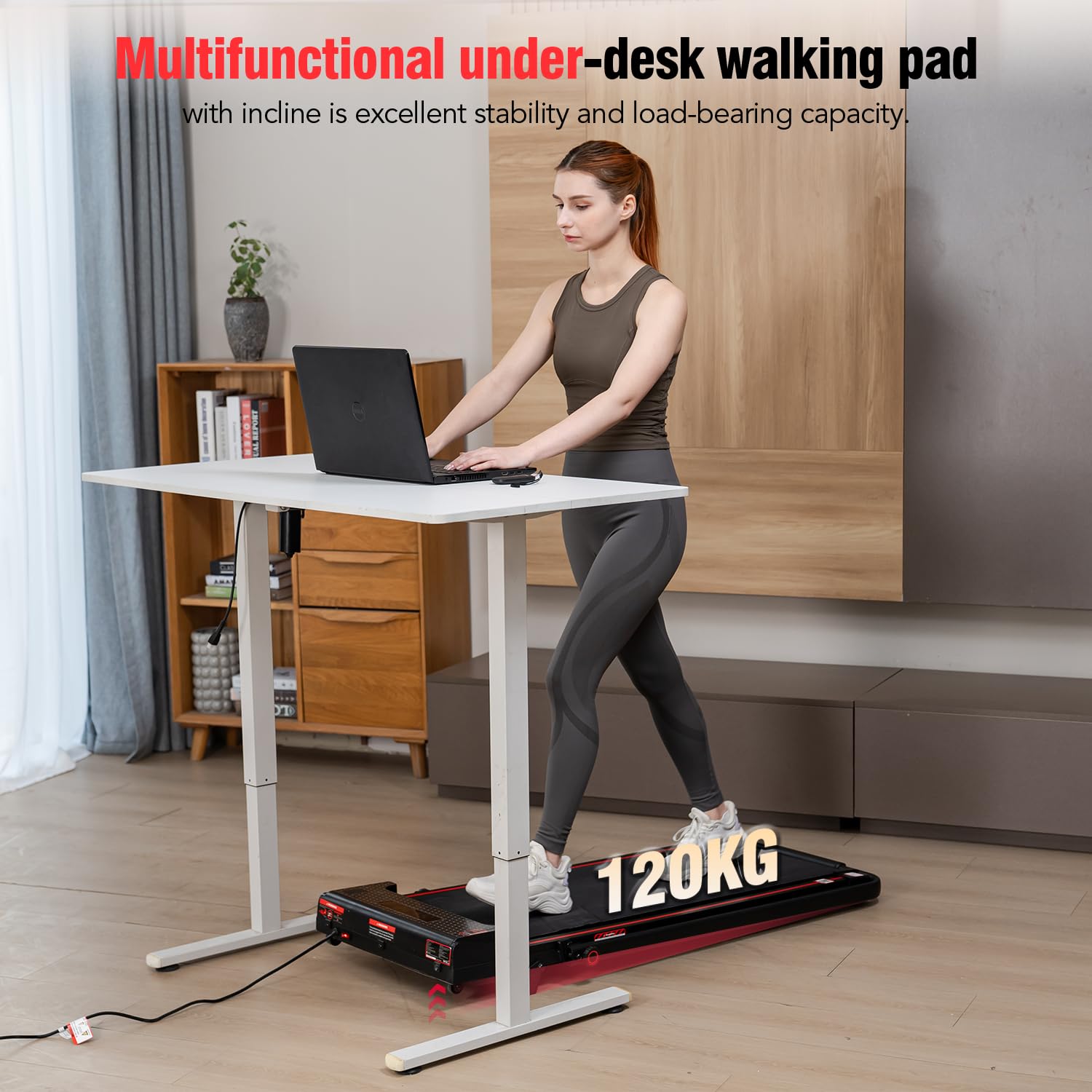 CITYSPORTS Tapis roulant elettrico per la casa con inclinazione, Tapis roulant pieghevole fino a 12km/h, con schermo LED e pannello pulsante rapido, senza installazione (Black Red)