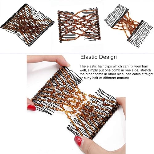 Miniatura 3 de 3 peines mágicos para el cabello, juvenil, vintage, elásticos, con cuentas elásticas, pinzas para el cabello, horquillas de doble deslizamiento,