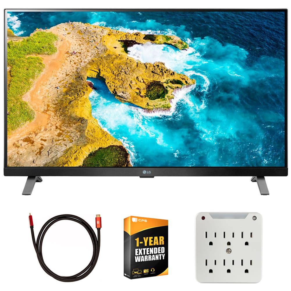 LG 27LQ625S-PU 27 inch Class LED HD Smart TV with webOS Bundle with Deco Gear 6FT 4K HDMI 2.0 Cable, 6-Outlet Surge Adapter with Night Light and 1 YR CPS Enhanced Protection Pack