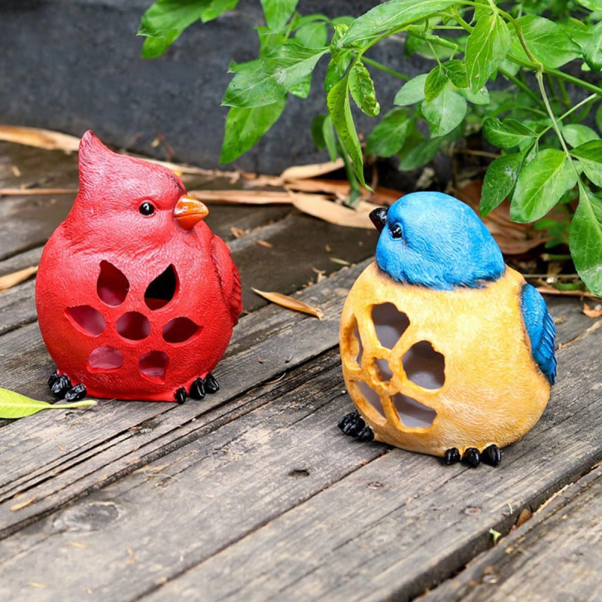 Kisangel Solar Bird Figurine Light Outdoor Garden Lawn Solar Lamp Waterproof Red Decorative Landscape Lighting for Patio Yard Scene