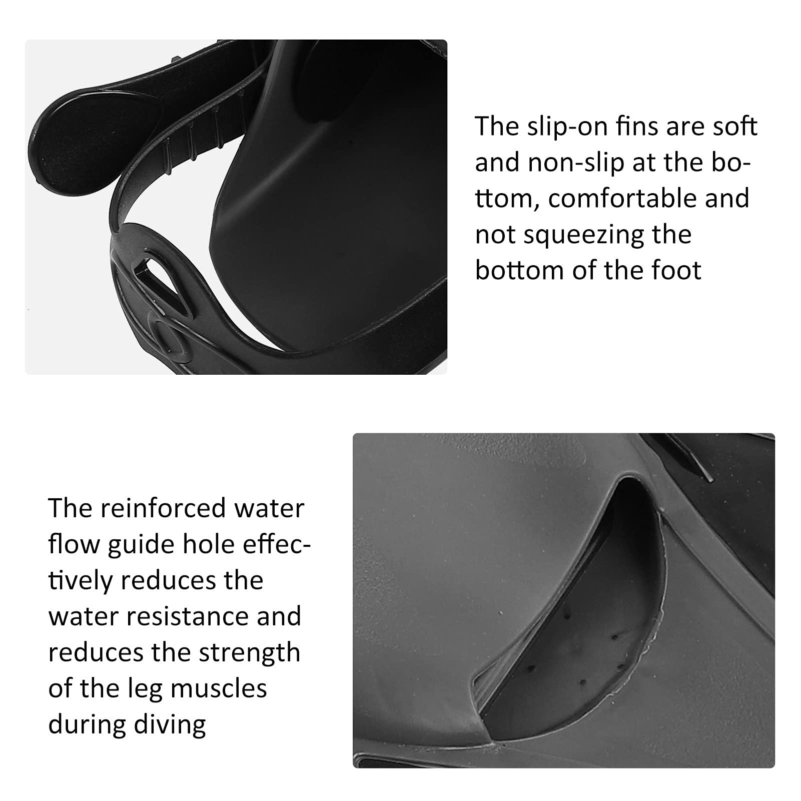 Adjustable Snorkeling Fins Soft TPR Open Heel Long Diving Flippers Swimming Highly Flexible Strong Kicking (MD)