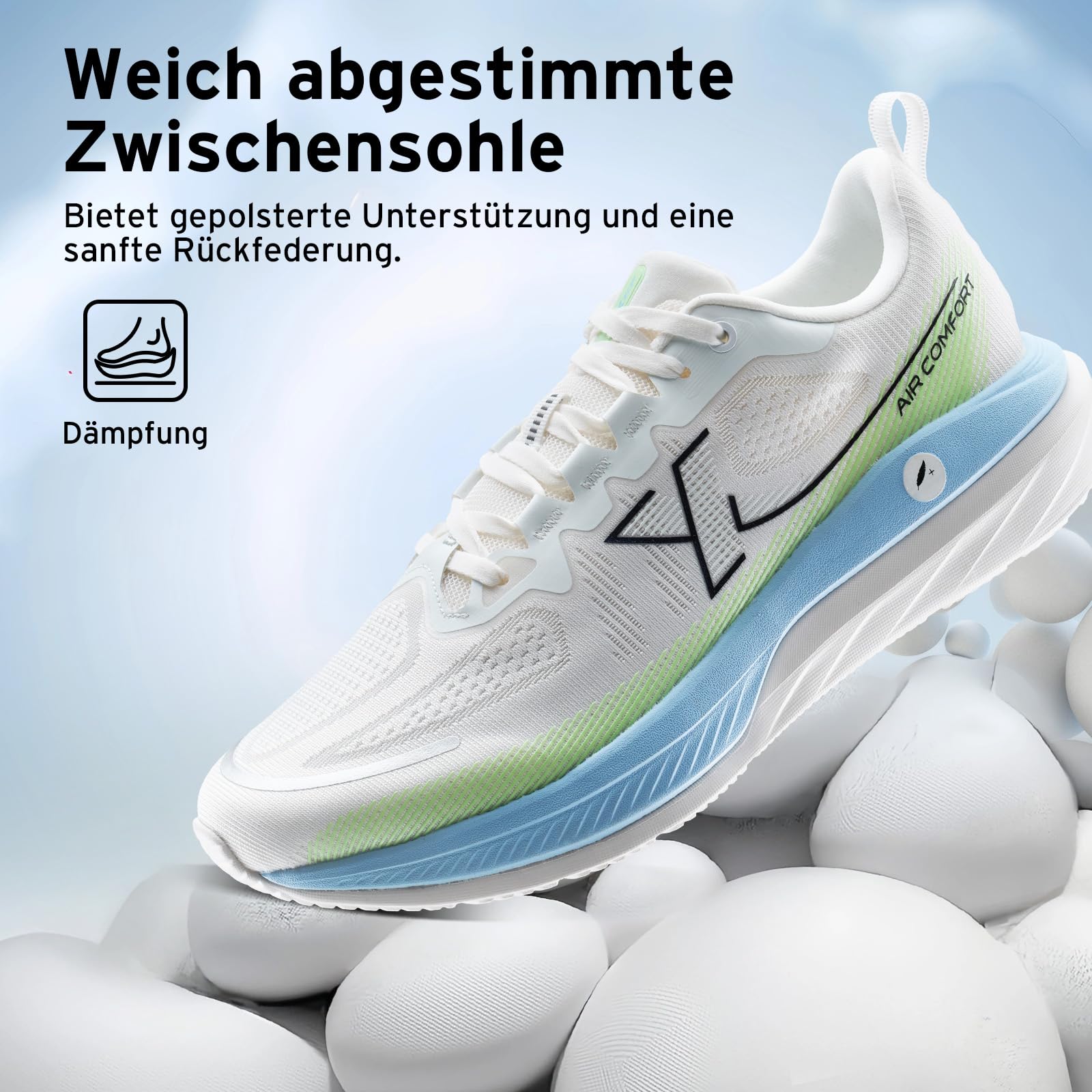 XTEP Laufschuhe Herren Gedämpft, Leichte Joggingschuhe, Bequeme Running-Schuhe, Atmungsaktive rutschfest Strapazierfähig, für Training & Jogging