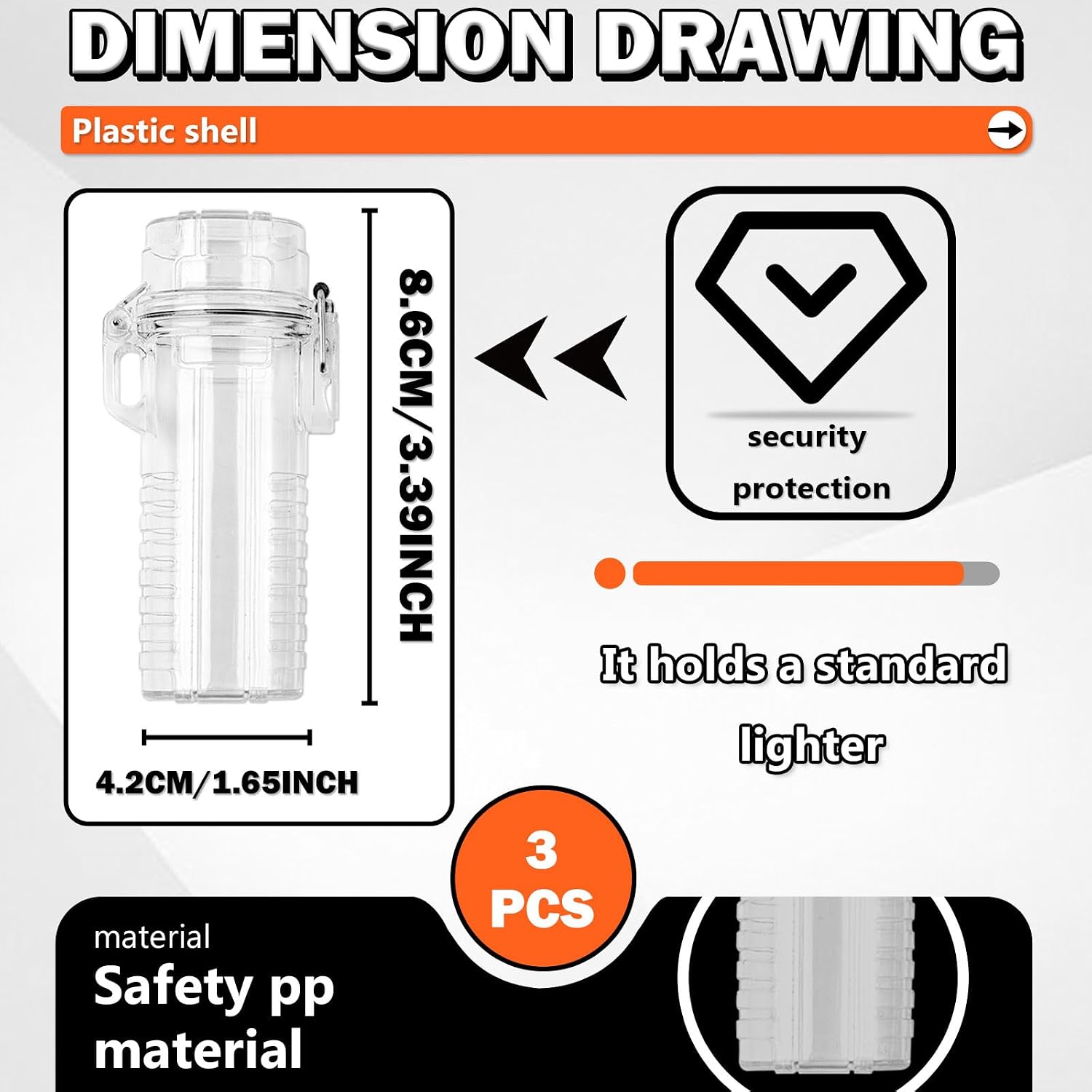 3PCS Clear Waterproof Portable Lighter Case Lighter Protective Case