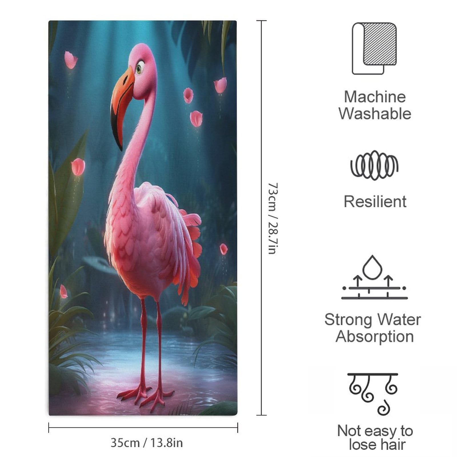 LYDSKGEQ Portable Towels, Flamingo in Habitat Printed Towels,Yoga Towels,Adult Towels,Fitness Towels,Travel Towels