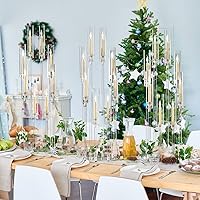 Vista 7 de 16 piezas de 8 brazos de candelabros de acrílico para centros de mesa, portavelas transparentes con pantalla para decoración de mesa, centro de mesa