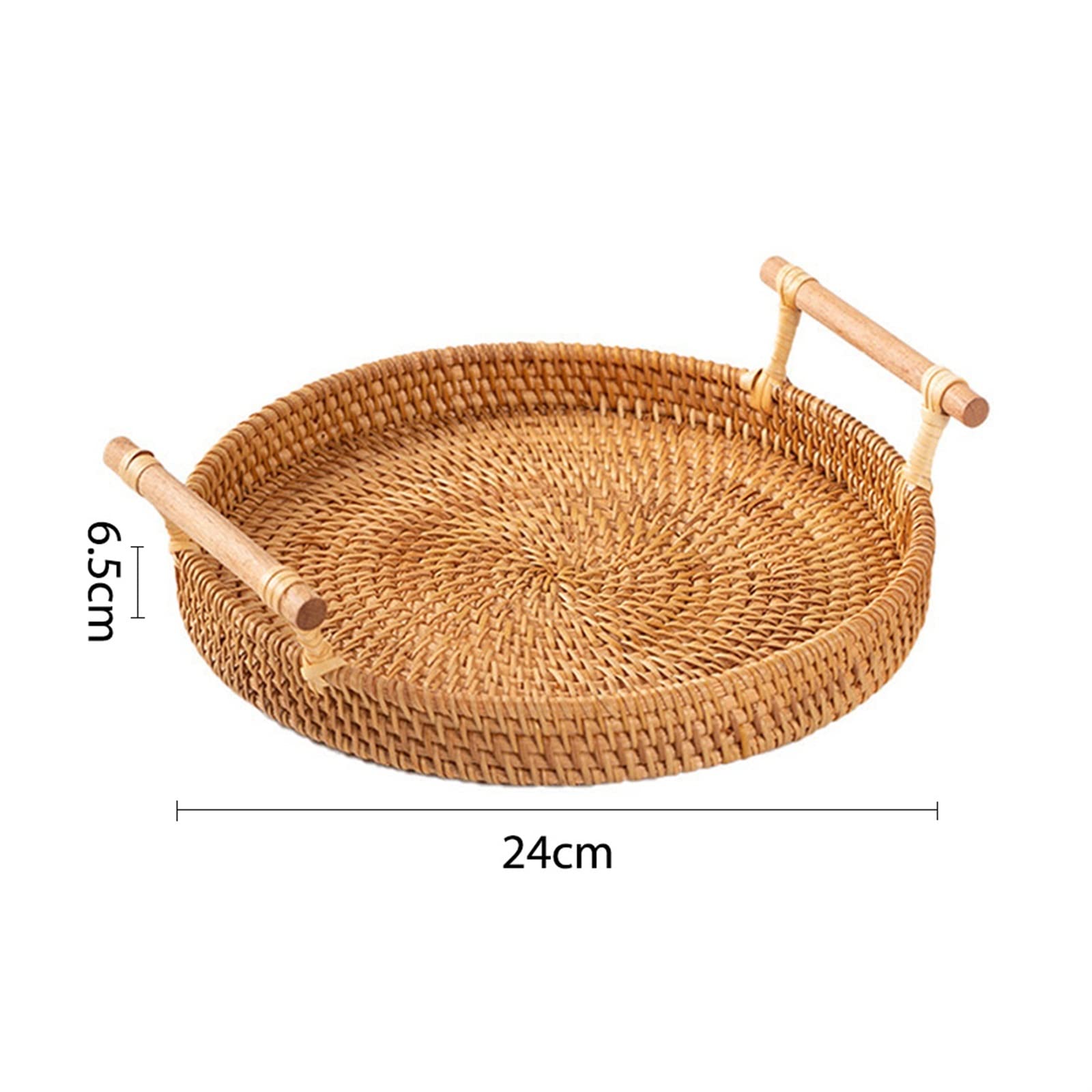Panier de pique-nique, petit panier de pique-nique tressé à la main panier de rangement rond en rotin plateau de rangement pour pain, fruits, nourriture, petit déjeuner, panier de pique-nique panier
