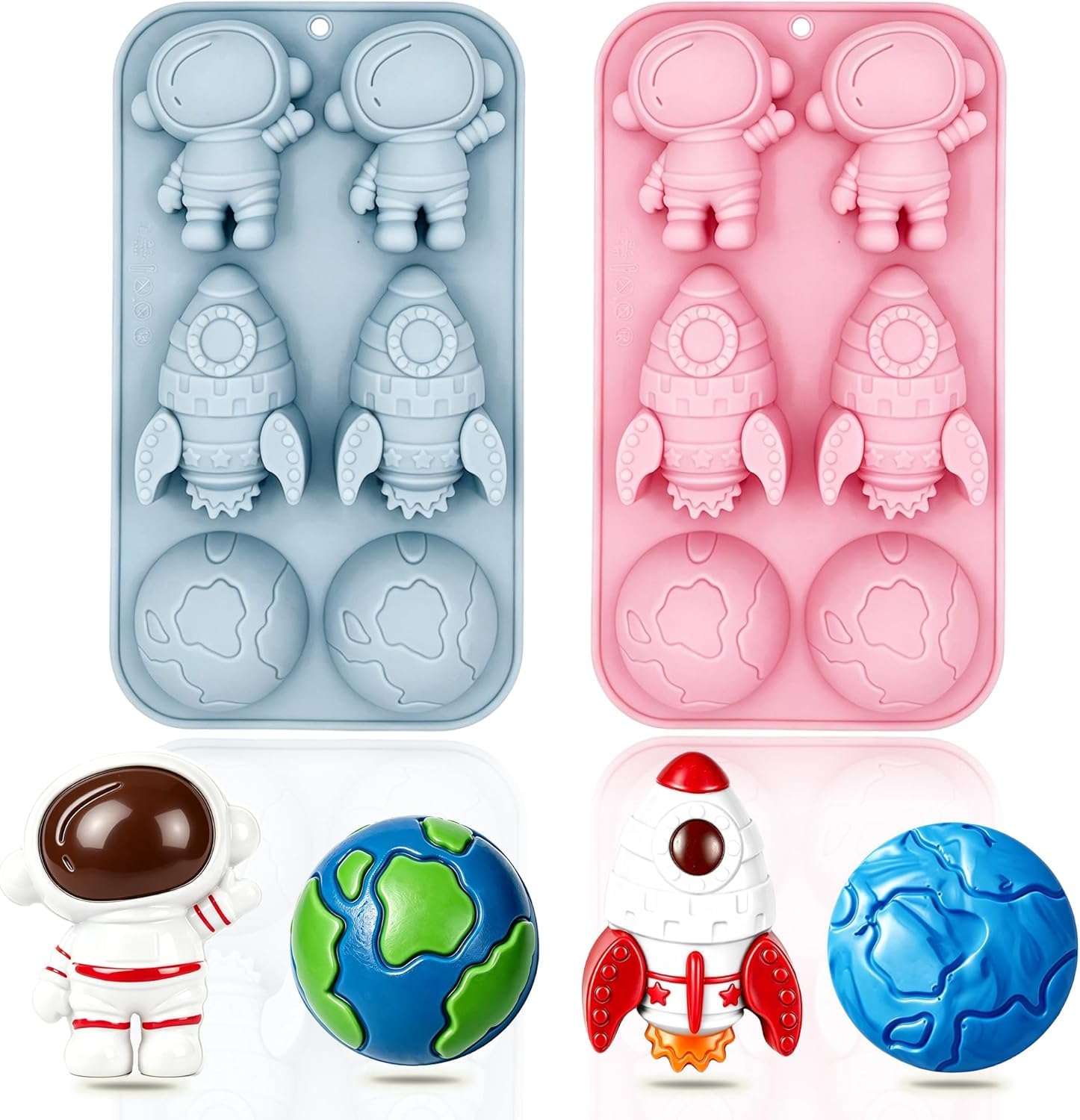 Skytail 6 Slot Rocket Astronaut Cake Fondant Mould Robotic Spacecraft Airplane Silicone Mold Baby Shower Cake Decoration Cupcake Topper Candy Fondant Gumpaste Sugar Craft DIY Clay Mold-picture-31