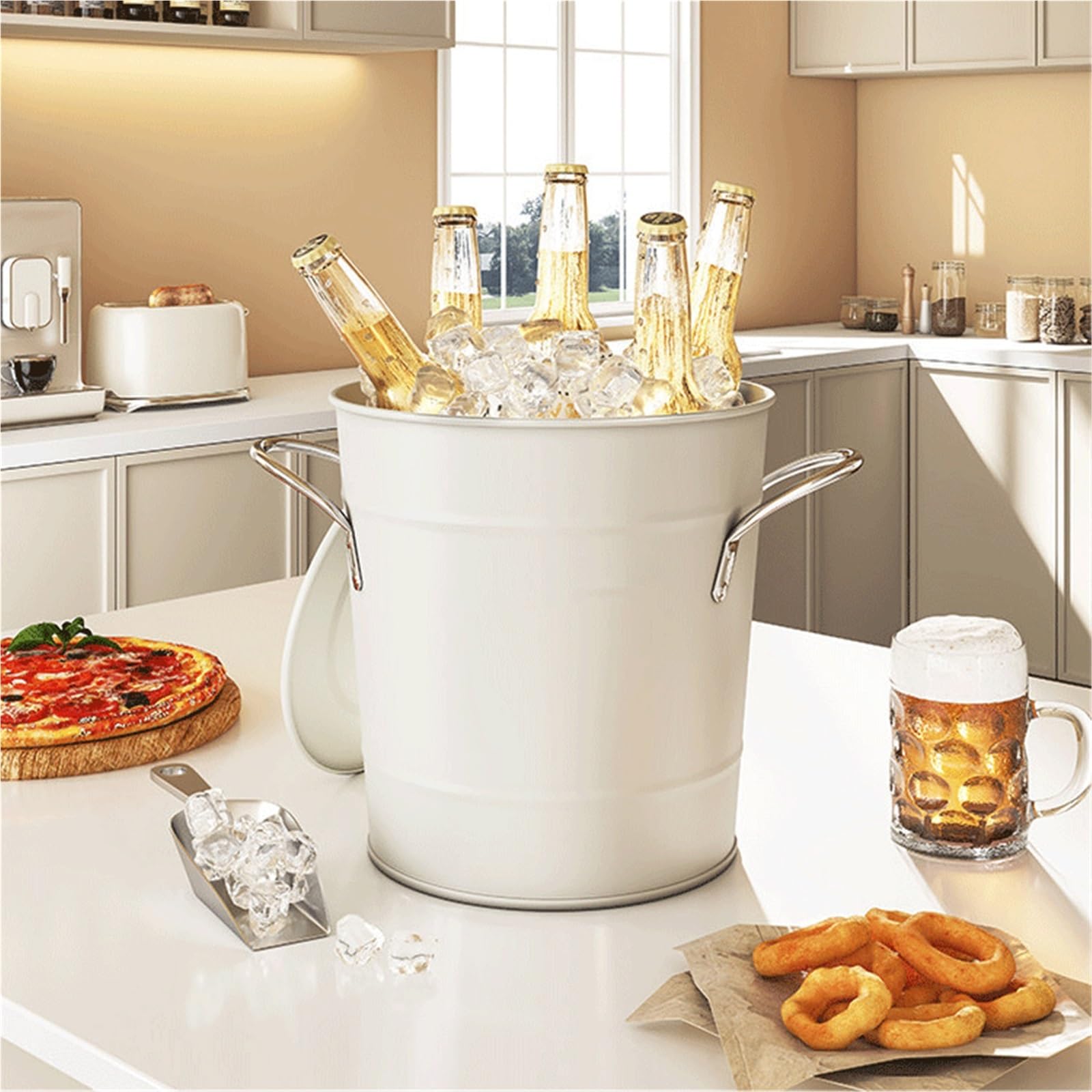 Cubo de Hielo para Bar en casa Cubo de Hielo Colgante Trasero con Doble asa, Adecuado for el hogar Enfriador de Bebidas y Vino
